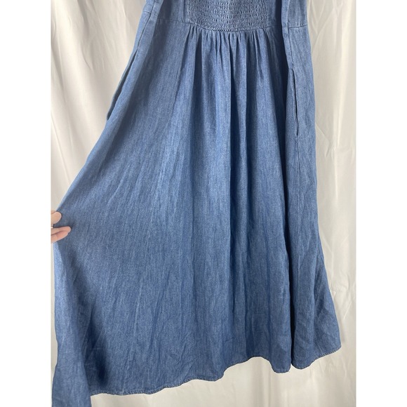 Old Navy Puff Sleeve Chambray Denim Dress XXL Prairie Western Cottage Cowgirl - Picture 6 of 13